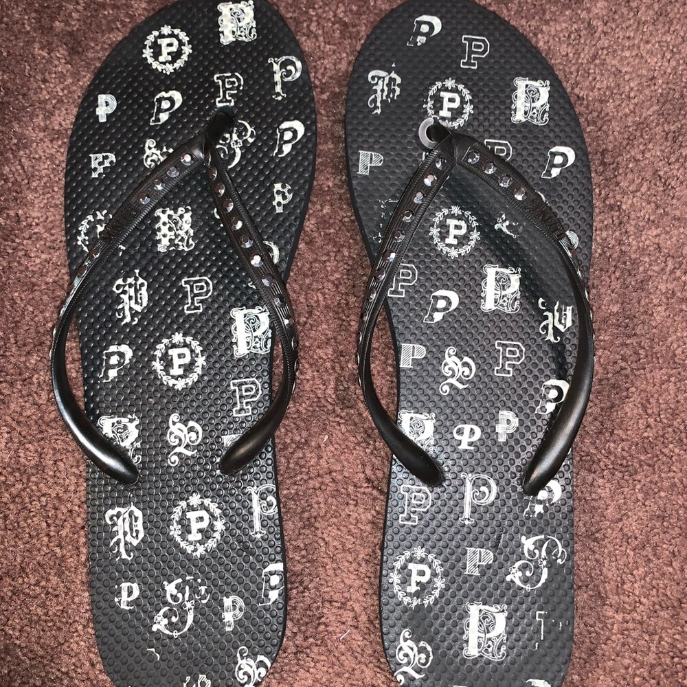 black PINK flip flops